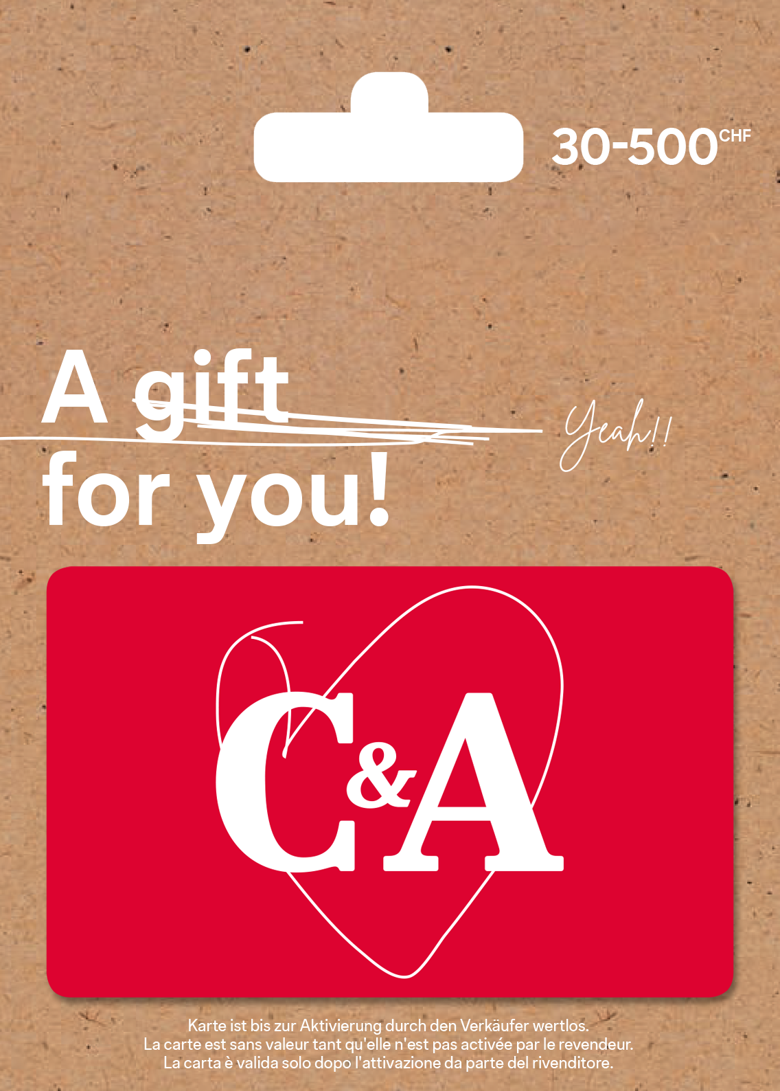 Geschenkkarte C&amp;A CHF 30.- - 500.-