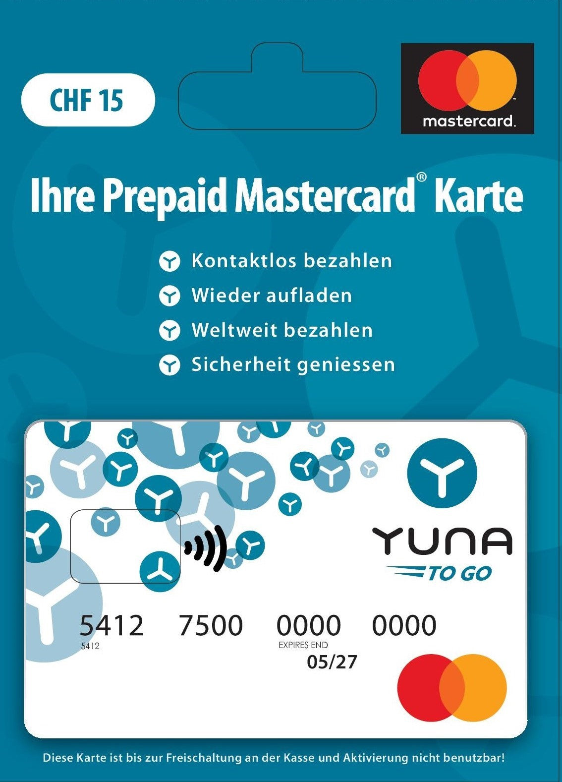 Carte de crédit prépayée YUNA Mastercard